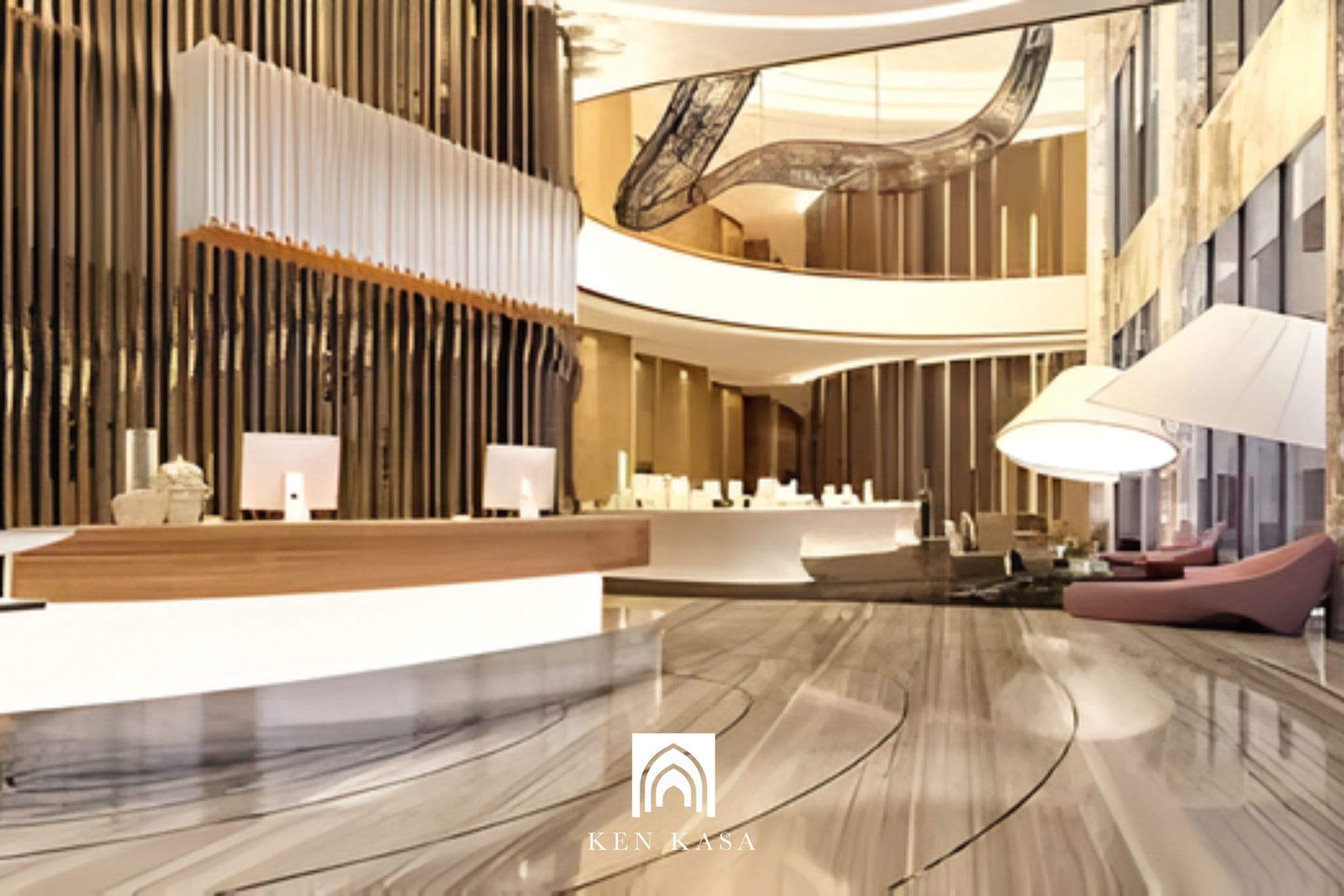 Thiết kế nội thất sảnh lễ t&acirc;n kh&aacute;ch sạn 4 sao