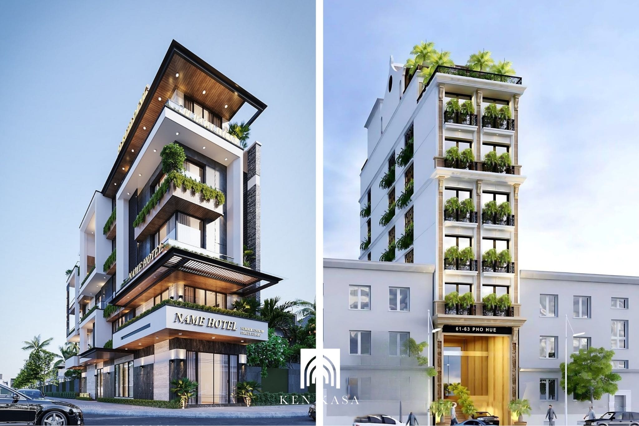 Mẫu thiết kế mặt tiền kh&aacute;ch sạn mini 5m