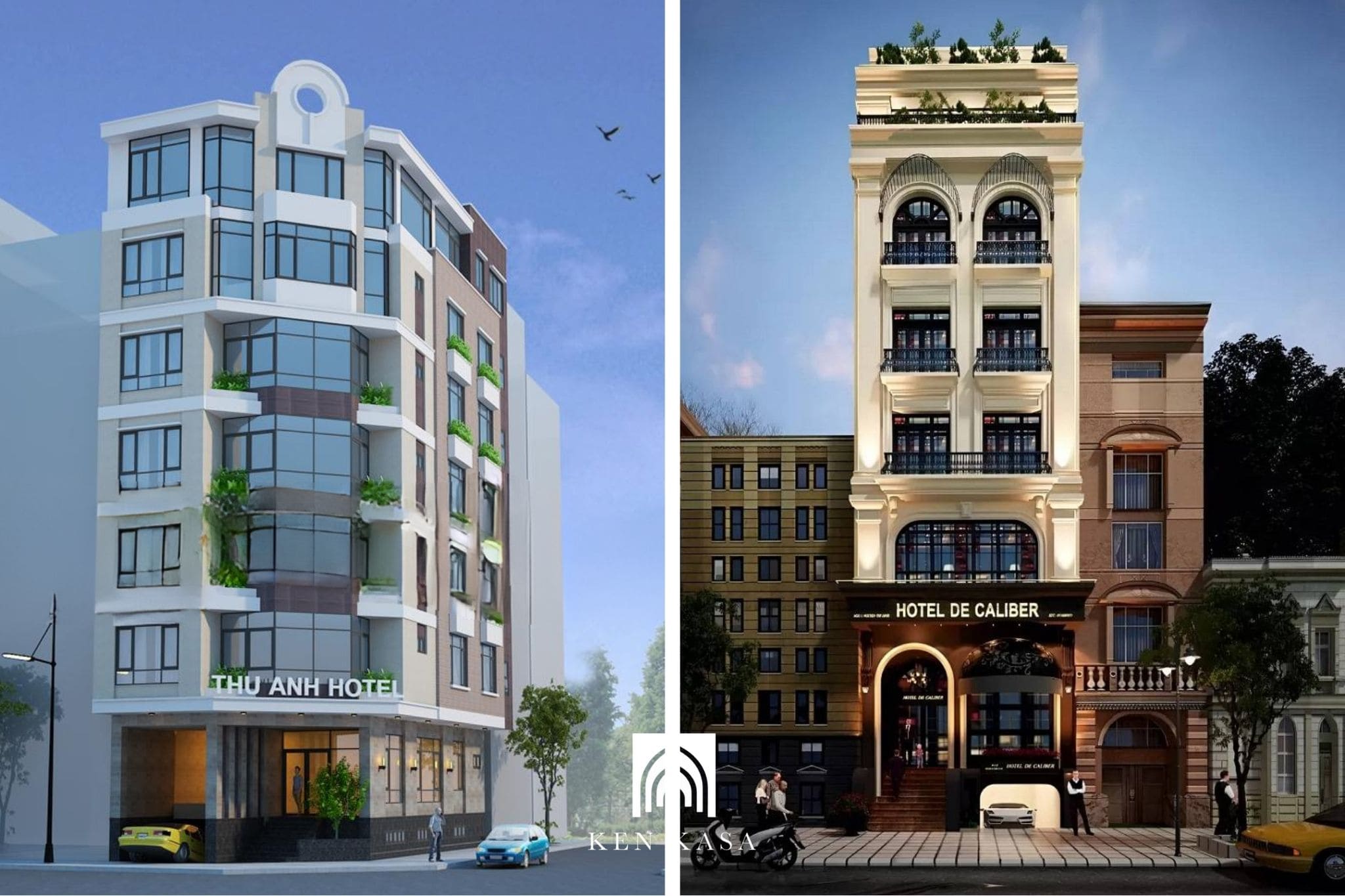 Mẫu thiết kế mặt tiền kh&aacute;ch sạn mini 7m&nbsp;