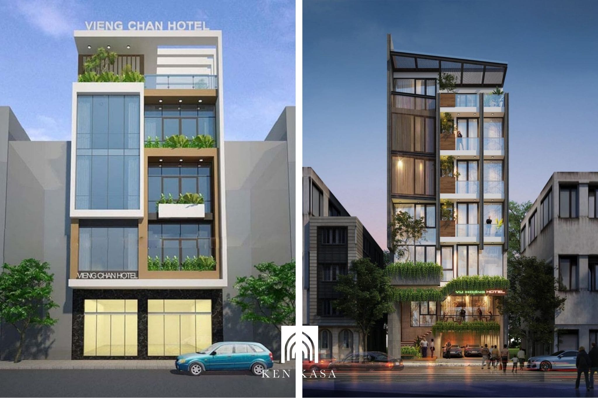Mẫu thiết kế mặt tiền kh&aacute;ch sạn mini hiện đại