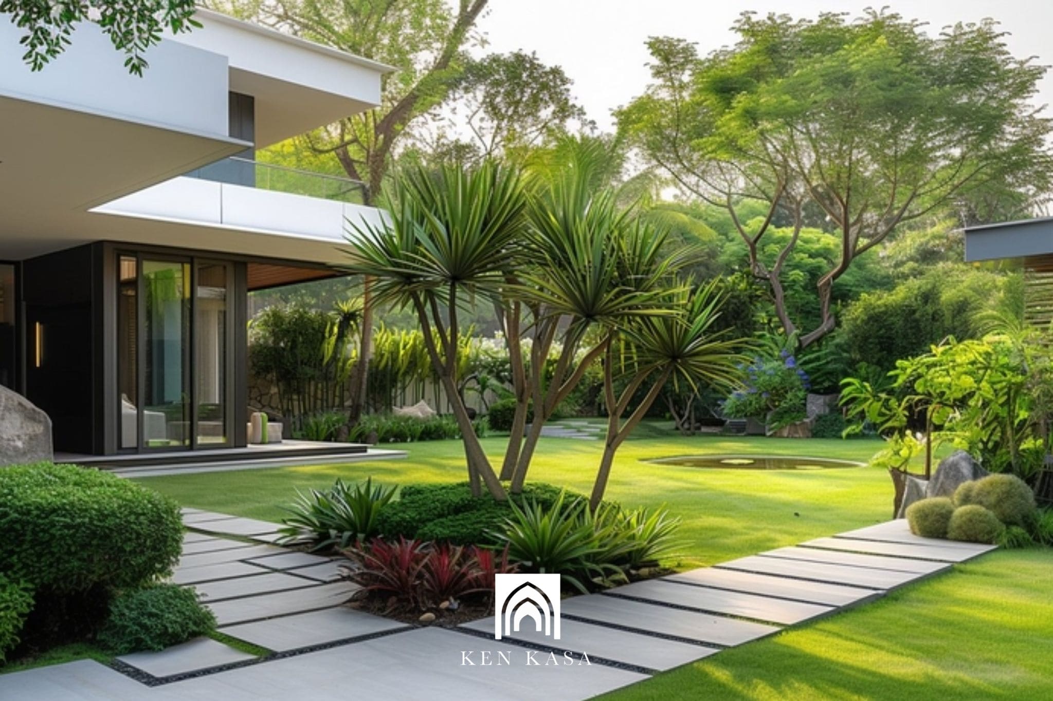 Tăng cường c&acirc;y xanh v&agrave; cảnh quan bao quanh biệt thự