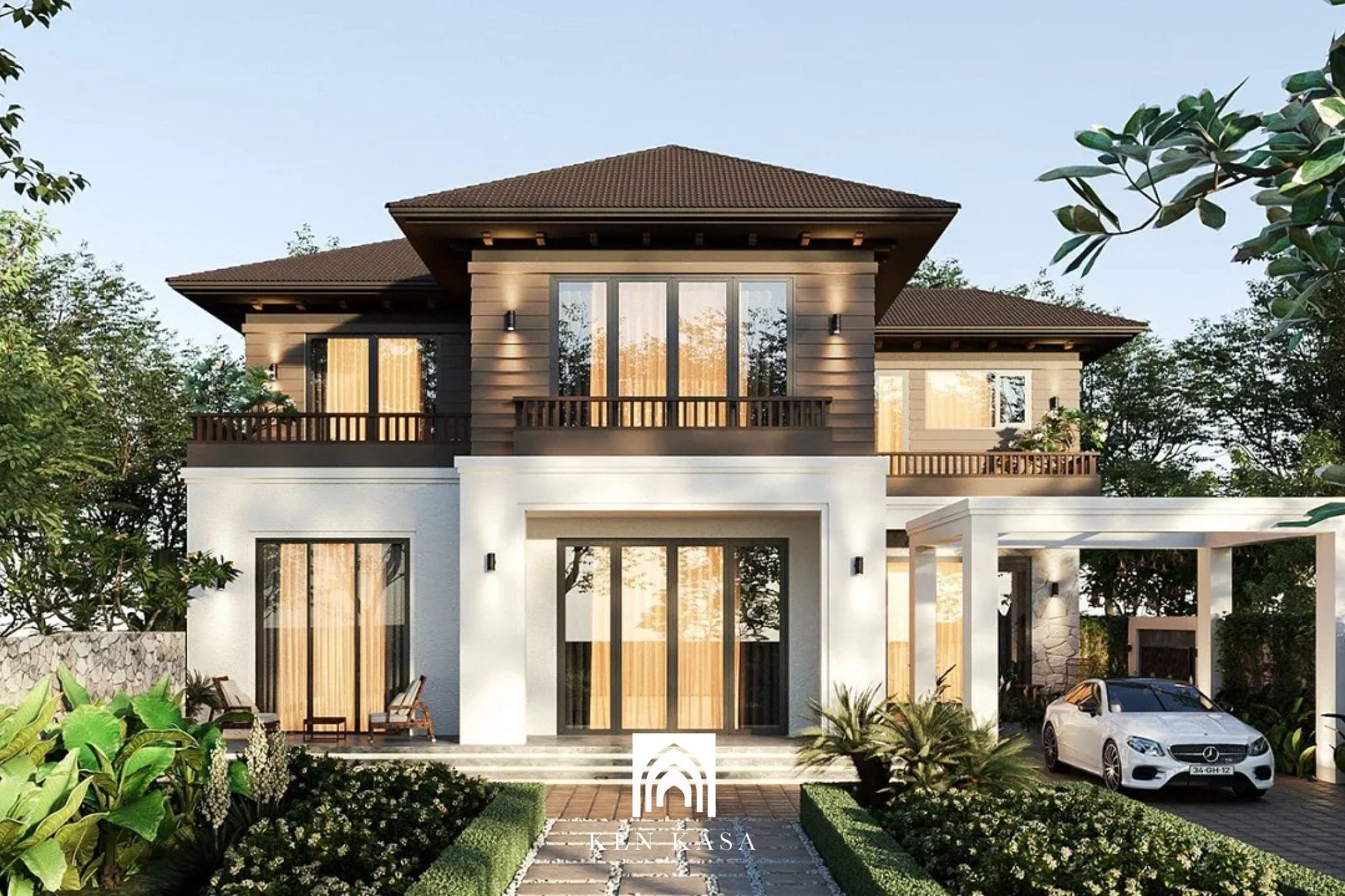 Phong c&aacute;ch thiết kế biệt thự nghỉ dưỡng s&acirc;n vườn